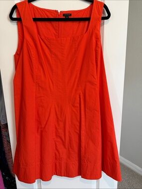 Ann Taylor Bright Orange Sleeveless Square-Neck Shift Dress